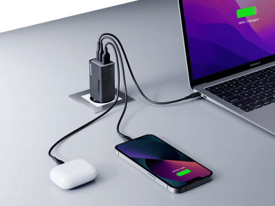 Anker 65W Strømadapter 2 x USB-C + USB-A u/kabel