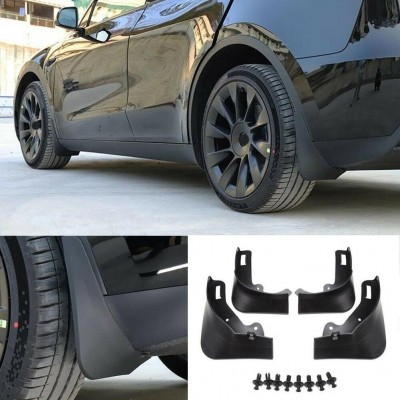 TSLA skvettlapper / mud flaps til Tesla Model Y — Komplett sett