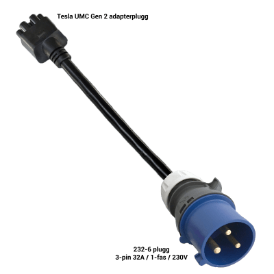 Tesla UMC Gen. 2 — ladekabel adapter  — 32A